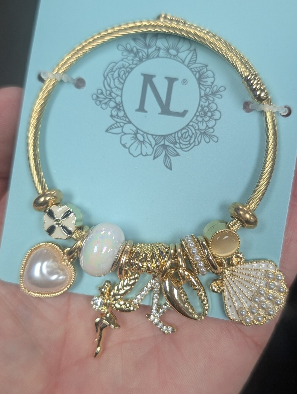 Nicole Lee USA‎ Gold Romantic Ocean Charm Cable Bracelet